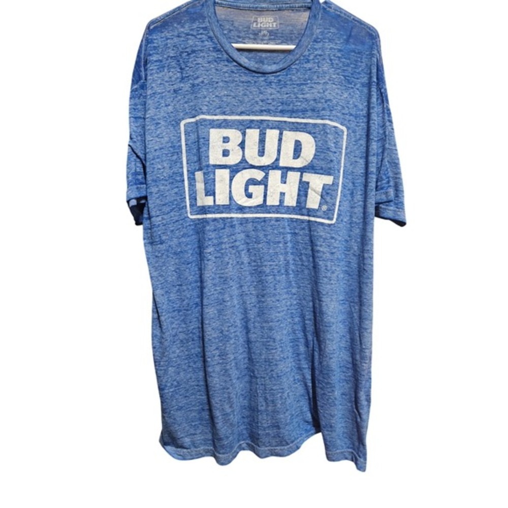 Bud Light Blue Graphic‎ Logo T-Shirt Adult 2XL Beer Alcohol Graphic Tee